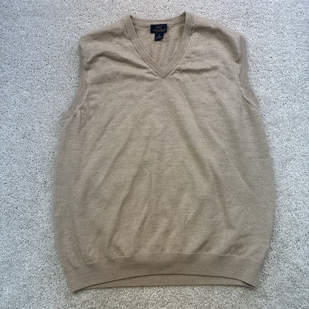 Brooks Brothers 346 Mens Large Extra Fine Merino Wool XL Beige Tan EUC